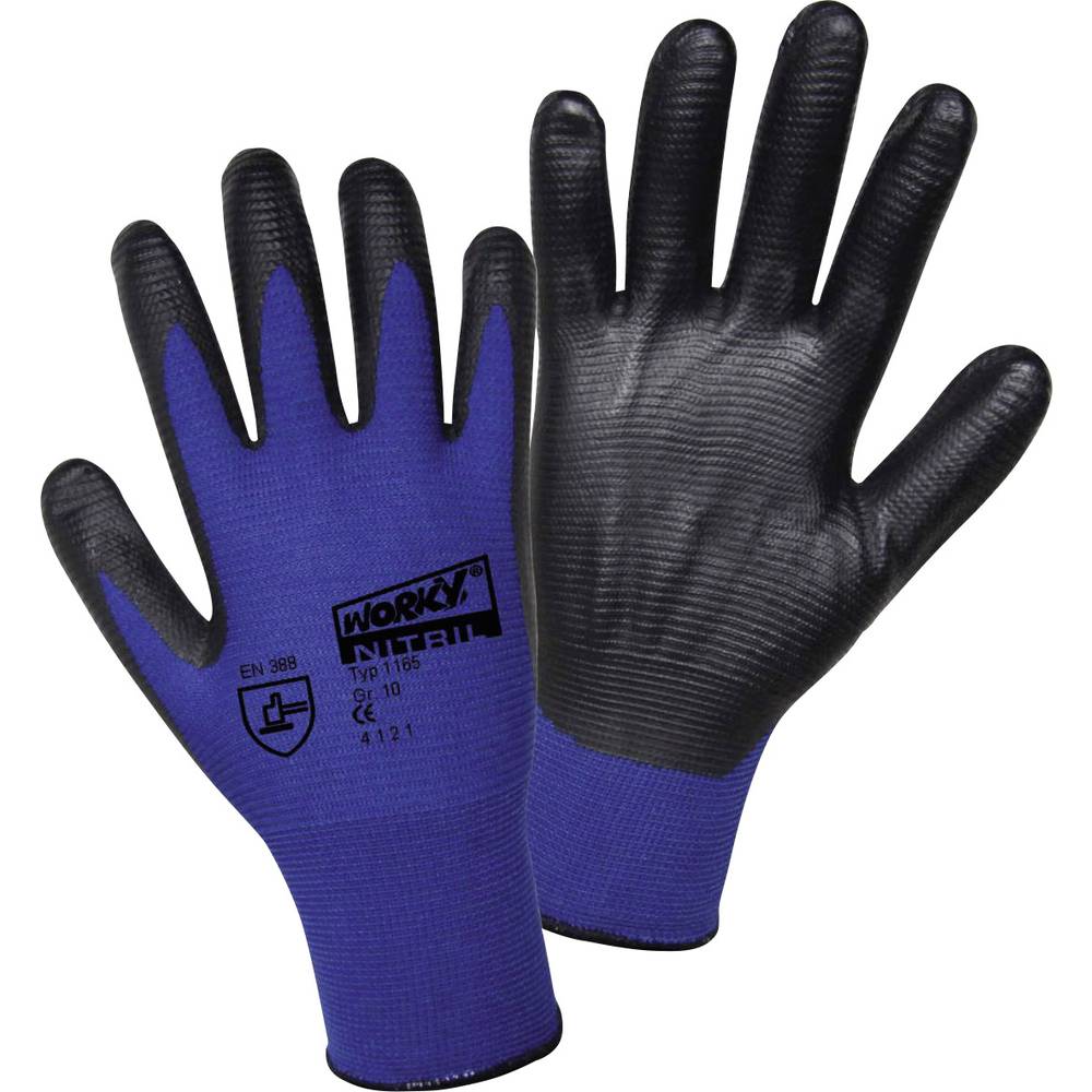 L+D worky Nylon Super Grip Nitrile 1165-10 nylon pracovní rukavice Velikost rukavic: 10, XL EN 388 CAT II 1 pár