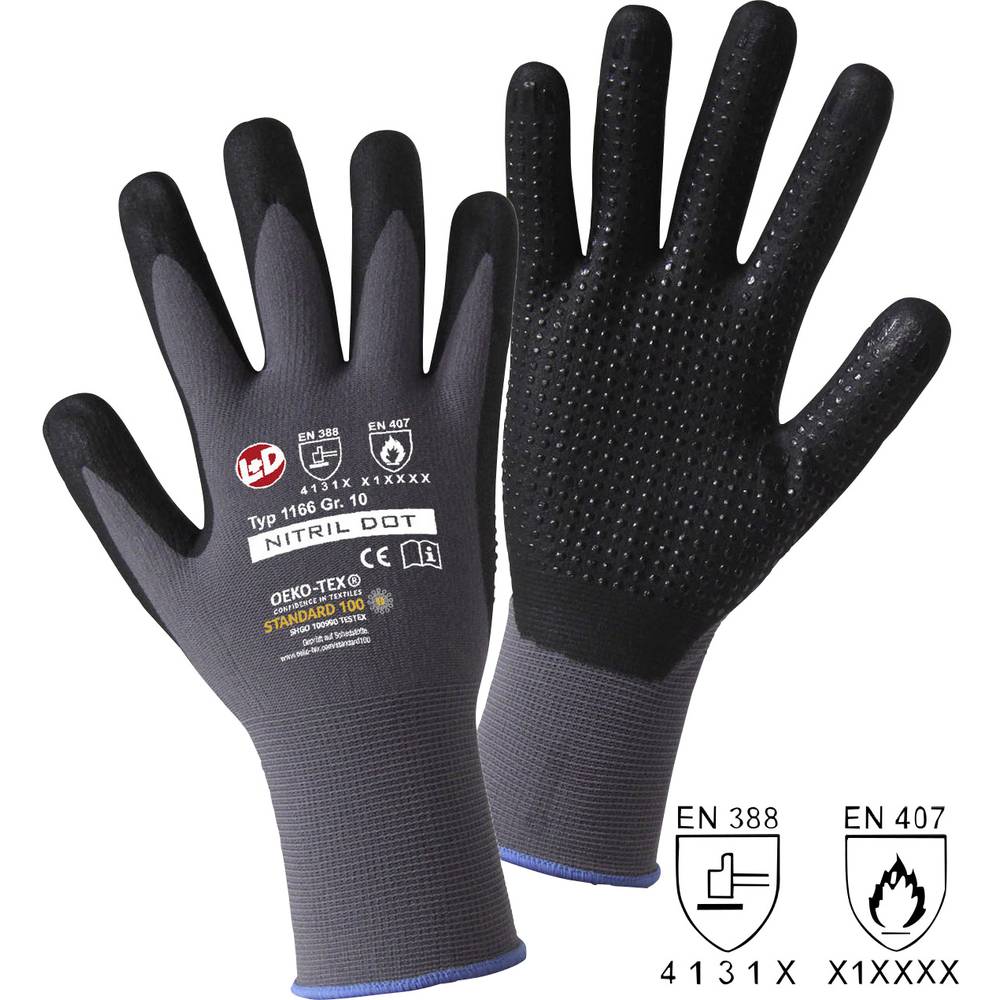 L+D NITRIL DOT 1166-11 nylon pracovní rukavice Velikost rukavic: 11, XXL EN 397 CAT II 1 pár
