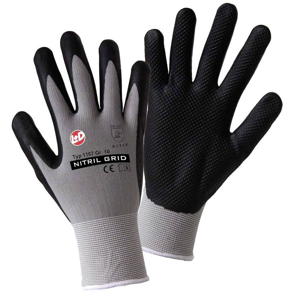 L+D worky NITRIL GRID 1167-9 nylon pracovní rukavice Velikost rukavic: 9, L CAT II 1 pár