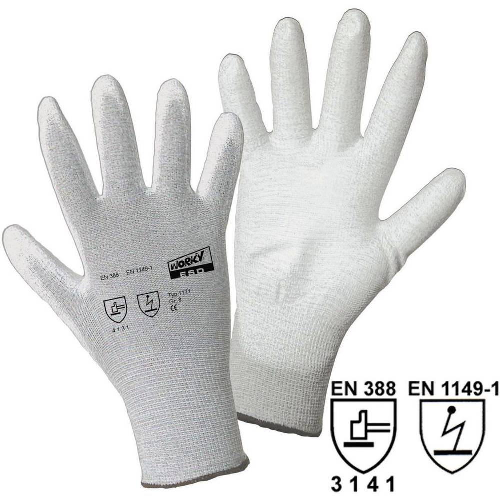 L+D worky ESD Nylon/Carbon-PU 1171 nylon pracovní rukavice Velikost rukavic: 11, XXL CAT II 1 pár