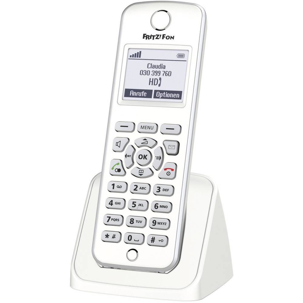 AVM FRITZ!Fon M2 bezdrátový VoIP telefon dětský telefon, handsfree podsvícený displej bílá, stříbrná