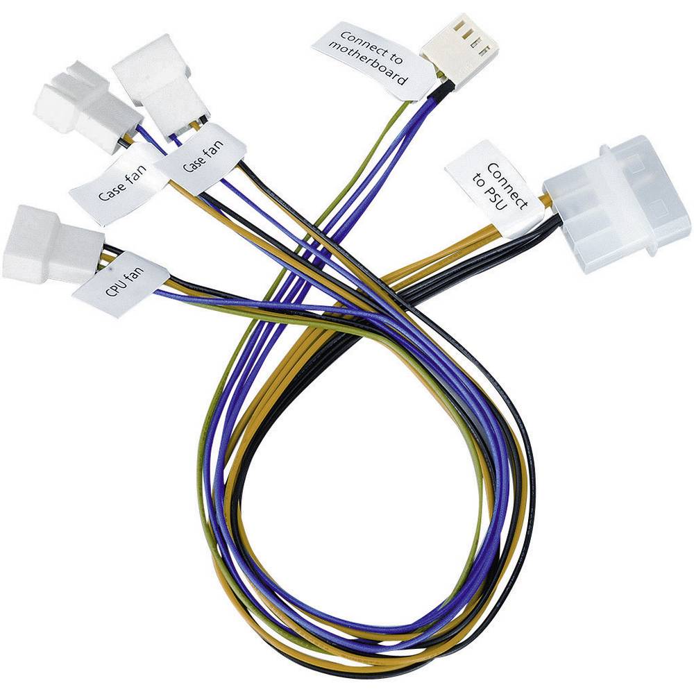 PC větrák kabel [3x zástrčka pro PC větrák 3pólová, zástrčka pro PC větrák 4pólová - 1x IDE proudová zástrčka 4pólová] 0