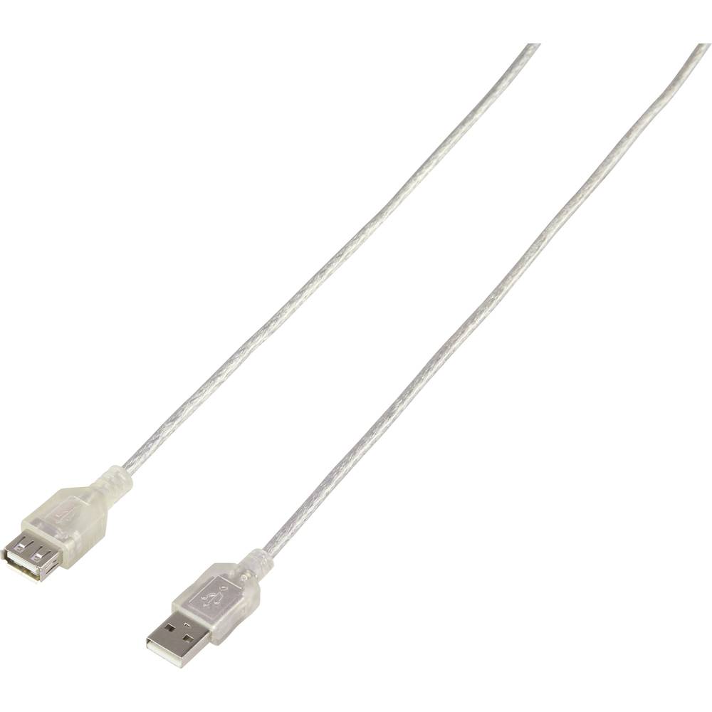 Renkforce USB kabel USB 2.0 USB-A zástrčka, USB-A zásuvka 3.00 m průhledná RF-4538152