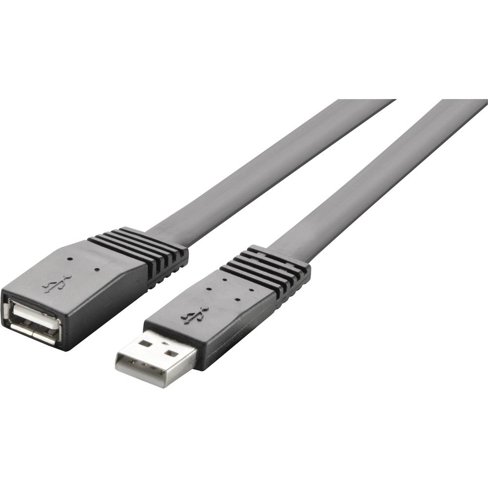 Renkforce USB kabel USB 2.0 USB-A zástrčka, USB-A zásuvka 3.00 m černá flexibilní provedení RF-4096101