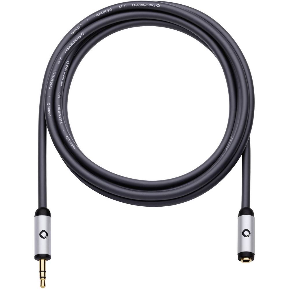 jack audio prodlužovací kabel [1x jack zástrčka 3,5 mm - 1x jack zásuvka 3,5 mm] 5.00 m černá pozlacené kontakty Oehlbac