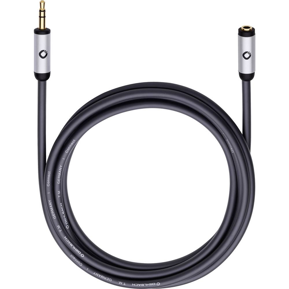 jack audio prodlužovací kabel [1x jack zástrčka 3,5 mm - 1x jack zásuvka 3,5 mm] 3.00 m černá pozlacené kontakty Oehlbac