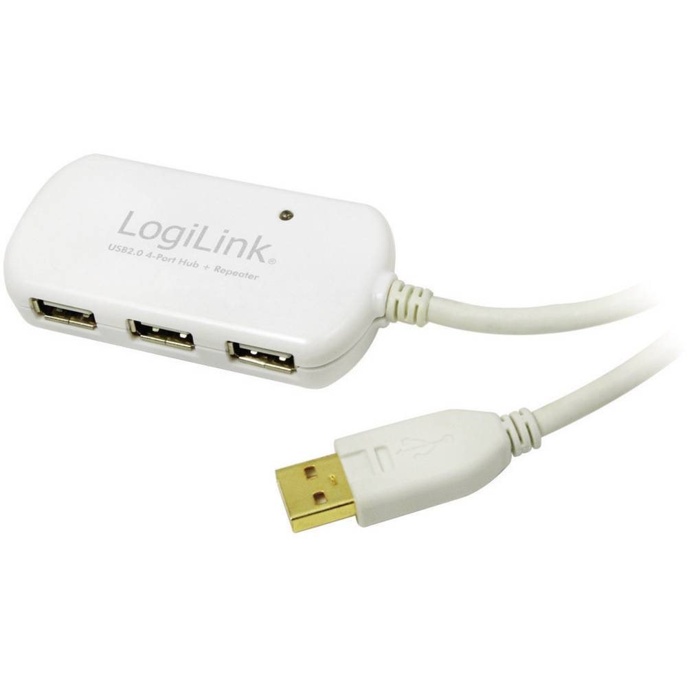 LogiLink USB kabel USB 2.0 USB-A zástrčka, USB-A zásuvka 12.00 m bílá pozlacené kontakty, UL certifikace UA0108