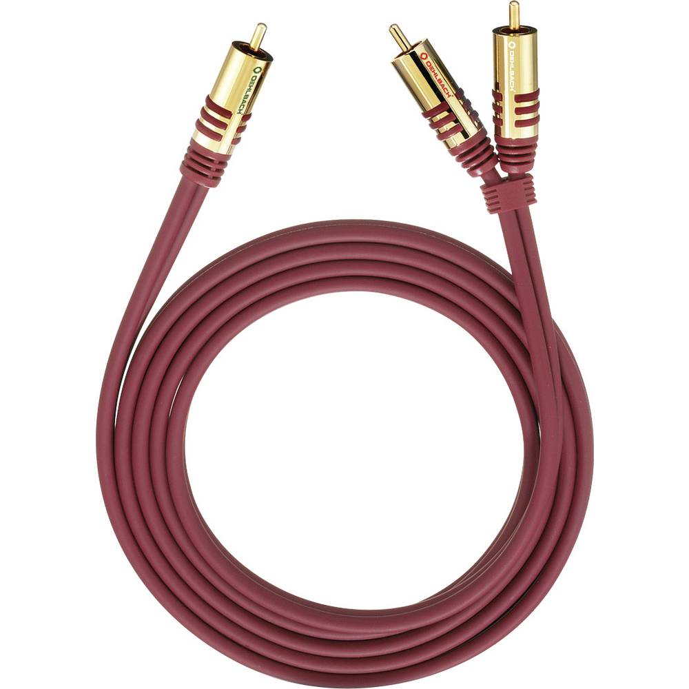 Oehlbach 20562 cinch audio Y kabel [2x cinch zástrčka - 1x cinch zástrčka] 2.00 m červená pozlacené kontakty
