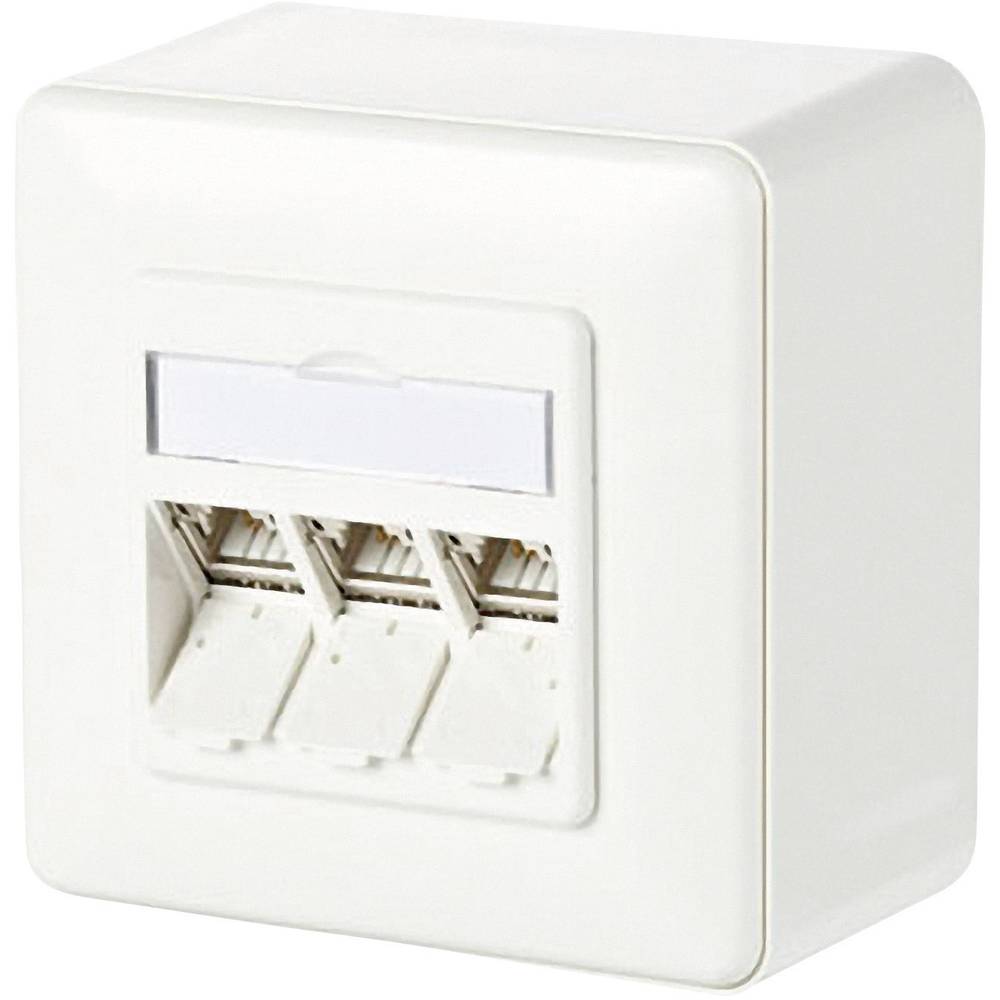 Metz Connect síťová zásuvka na omítku CAT 6A 3 porty čistě bílá