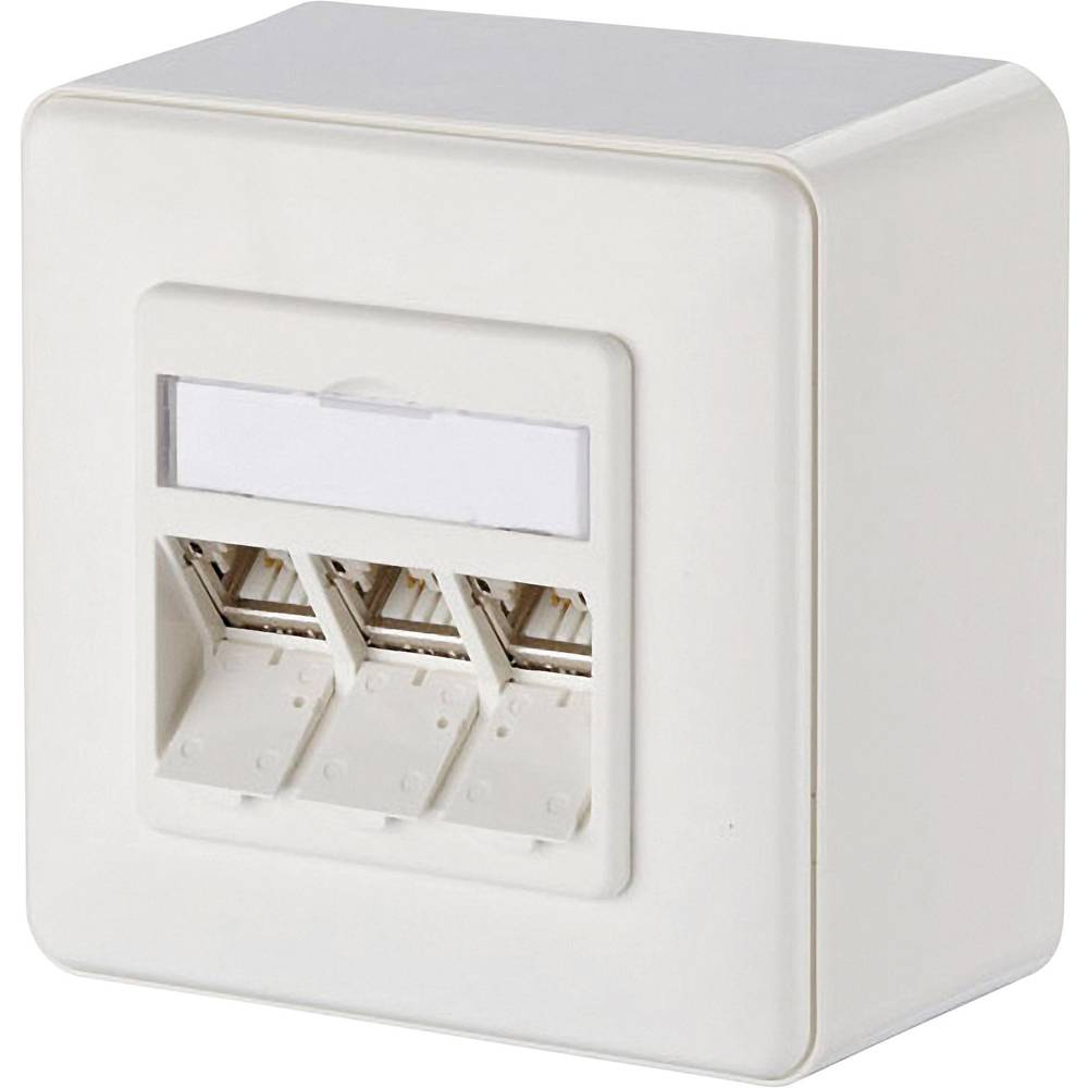 Metz Connect síťová zásuvka na omítku CAT 6A 3 porty čistě bílá