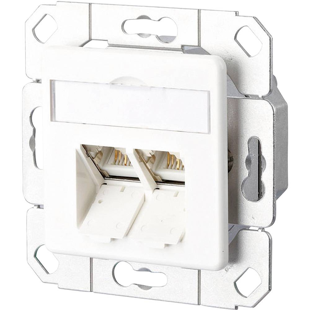 Metz Connect síťová zásuvka pod omítku panel s čelní deskou CAT 6 2 porty čistě bílá