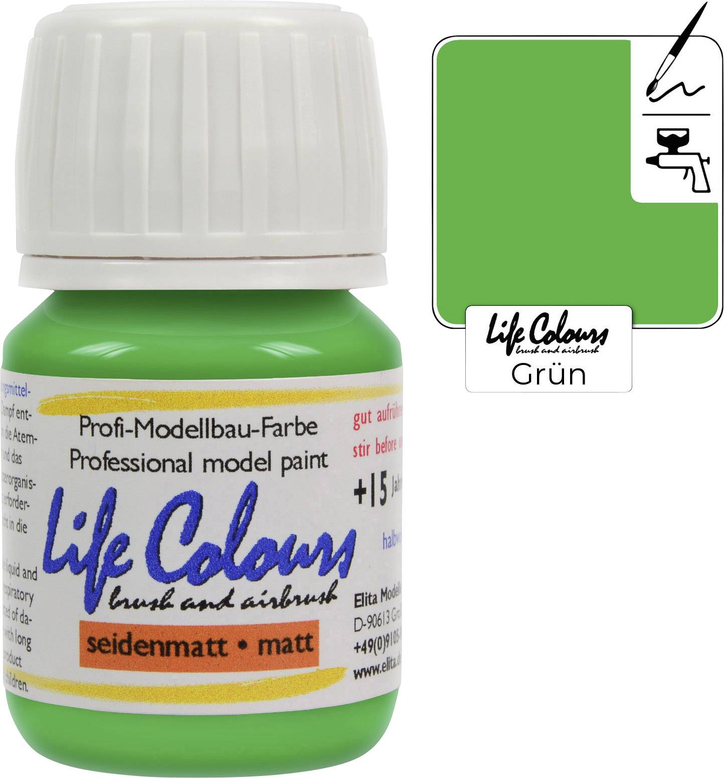 Elita LC000040-SM-015 Modelbane-lak Grøn Silkemat 15 ml