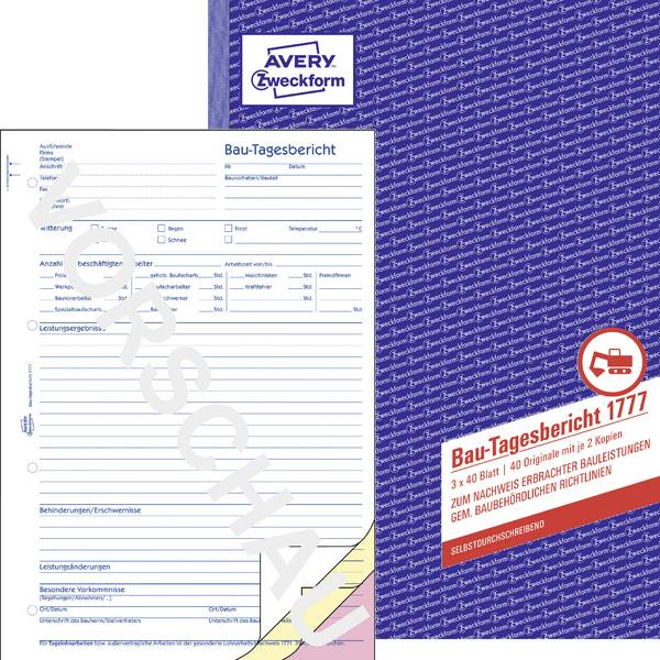 Avery-Zweckform Byggerapport formular 1777 DIN A4 Antal blade: 40