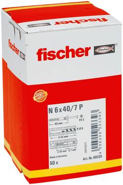 Fischer 50339 N 6 x 40/7 P Sømrawplug 40 mm 6 mm 50 stk