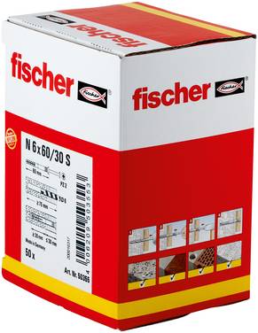 Fischer 50355 N 6 x 60/30 S Sømrawplug 60 mm 6 mm 50 stk