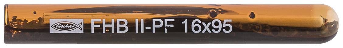 Langt ravfarvot glassikring med etiketten "FHB II-PF 16x95" og et varemærke på venstre side.