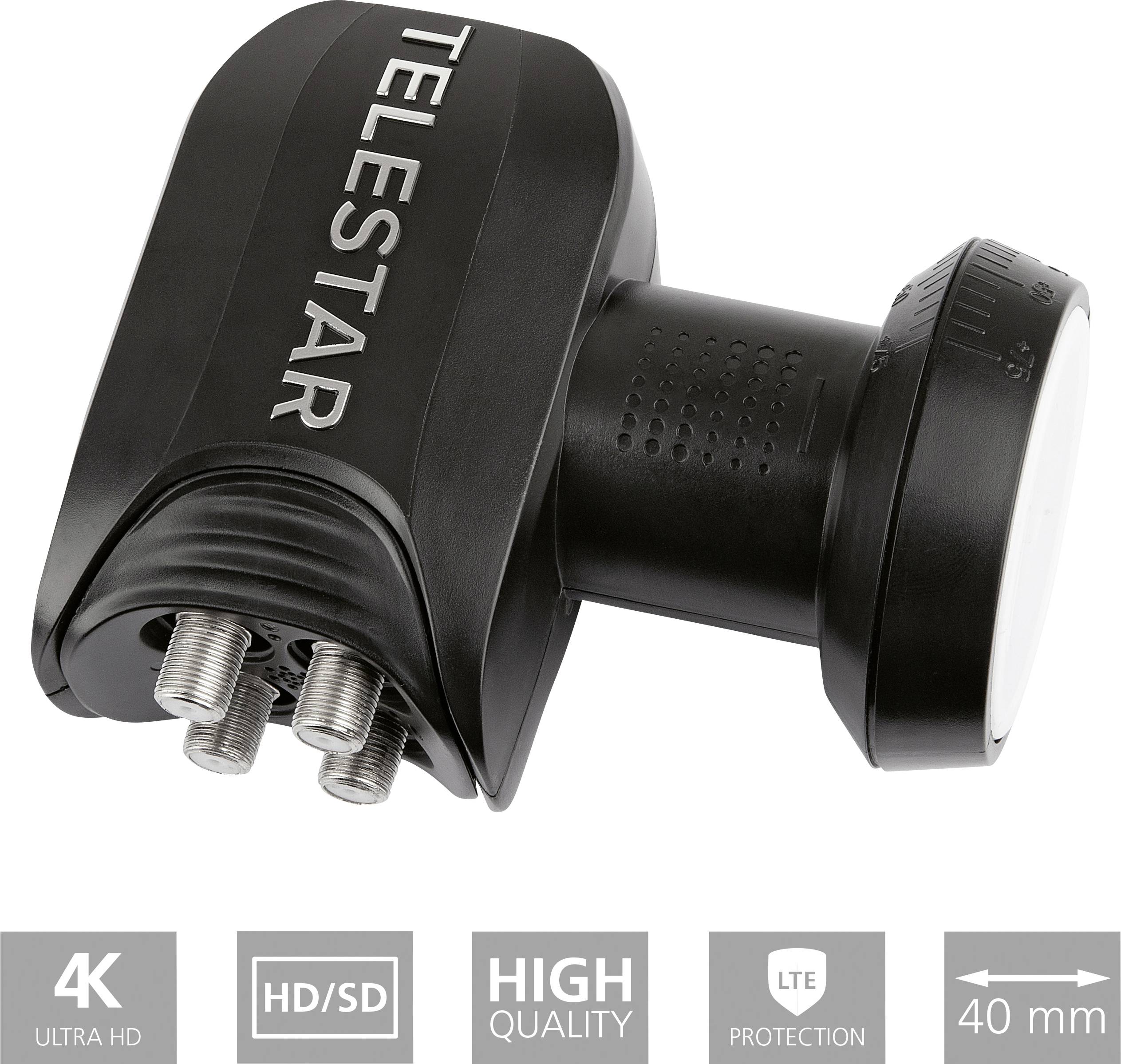 Telestar SkyQuad HC Quad-LNB Deltagerantal: 4 Feedoptagelse: 40 mm Vejrbestandig, med switch Sort, Lysegrå-3