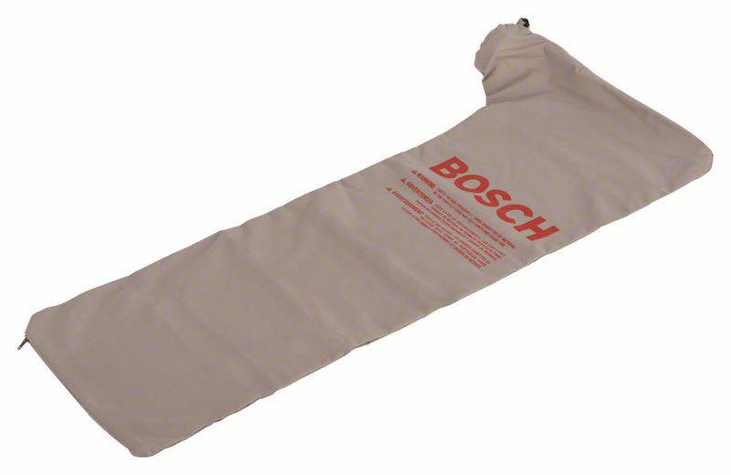 En støvpose med påtrykt 'BOSCH'-logo og tekst i rødt, egnet til elektriske værktøjer til støvudsugning.