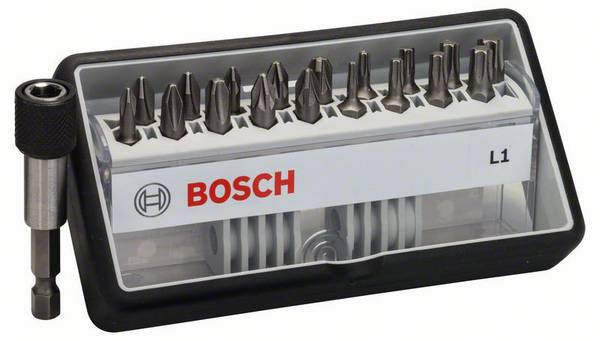 Bosch Accessories Robust Line 2607002567 Bitsæt med 19 dele Krydskærv Phillips, Krydskærv Pozidriv, Indvendig sekskant (TX) Torsionszone