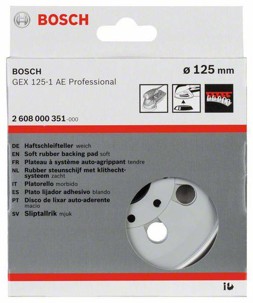 Bosch Accessories 2608000351 Slibetallerken blød, mm Diameter 125 mm Passer Excentersliber GEX 125-1 AE |