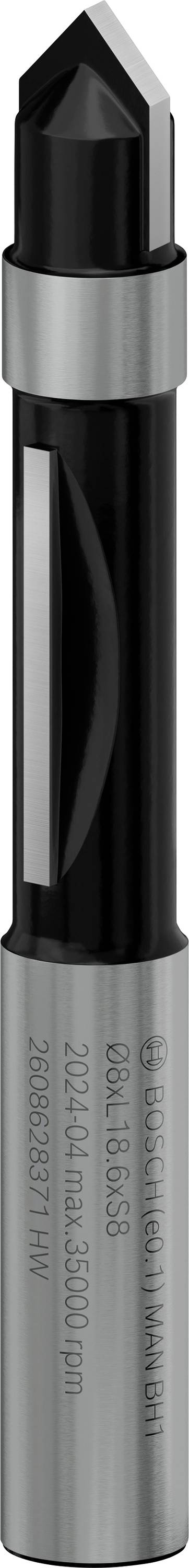 En metalboremaskine med spids ende og cylindrisk skaft til præcis boring i faste materialer.