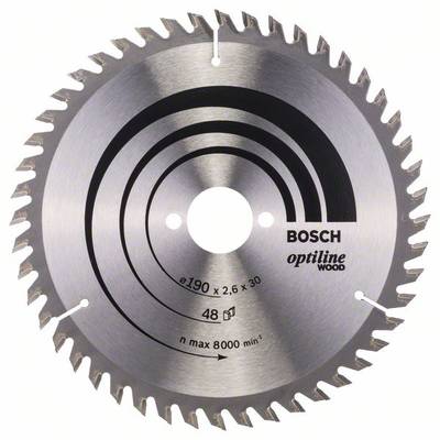 Bosch Accessories Optiline 2608640617 Blad til rundsav i hårdtmetal  190 x 30 x 2.6 mm Antal tænder (per tomme): 48 1 st