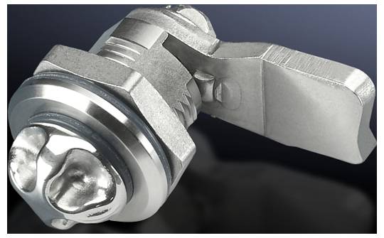 Metalbeslag med løftemekanisme på mørk baggrund, viser robust konstruktion og funktionelt design.