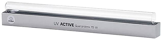UV-lampe med påskriften 'UV ACTIVE Kvartsglas 15 W'. Egnet til brug i forskellige UV-applikationer.