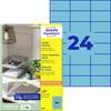 Avery-Zweckform 3449 Universelle etiketter 70 x 37 mm Papir Blå 2400 stk Permanent vedhæftningsevne Inkjetprinter, Laserprinter, Farvelaserprinter, Kopimaskine