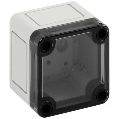 Et kvadratisk kapsling med transparent låg, egnet til elektriske installationer og velegnet til montering indendørs.