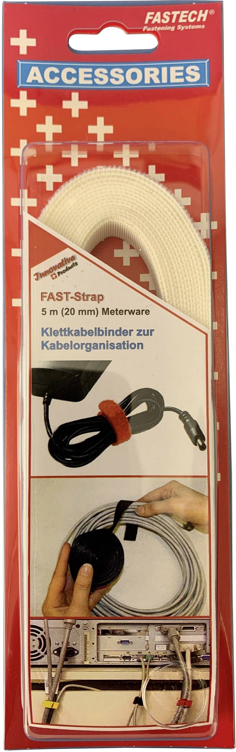 FASTECH® 697-010 Burrebånd til samling Burrebånd statisk loop del (L x B) 5000 mm x 20 mm Hvid 5 m