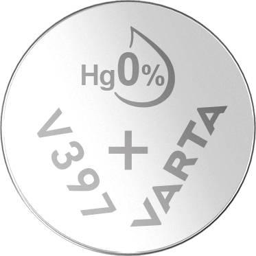 Batteri med påskrift 'Hg 0%', type V371, mærke VARTA.