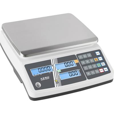 Elektronisk vægt med digitalt display viser 0.000. Betjeningspanel til højre med flere kontrolelementer. Flad overflade af rustfrit stål øverst.