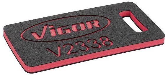'Vigor V2338' sort og rød skumknæpude med integreret håndtag.