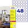 Avery-Zweckform L4716-20 Vejrbestandige etiketter Ø 30 mm Polyesterfolie Hvid 960 stk Permanent vedhæftningsevne Farvelaserprinter, Laserprinter, Farvekopimaskine, Kopimaskine, Håndskrift