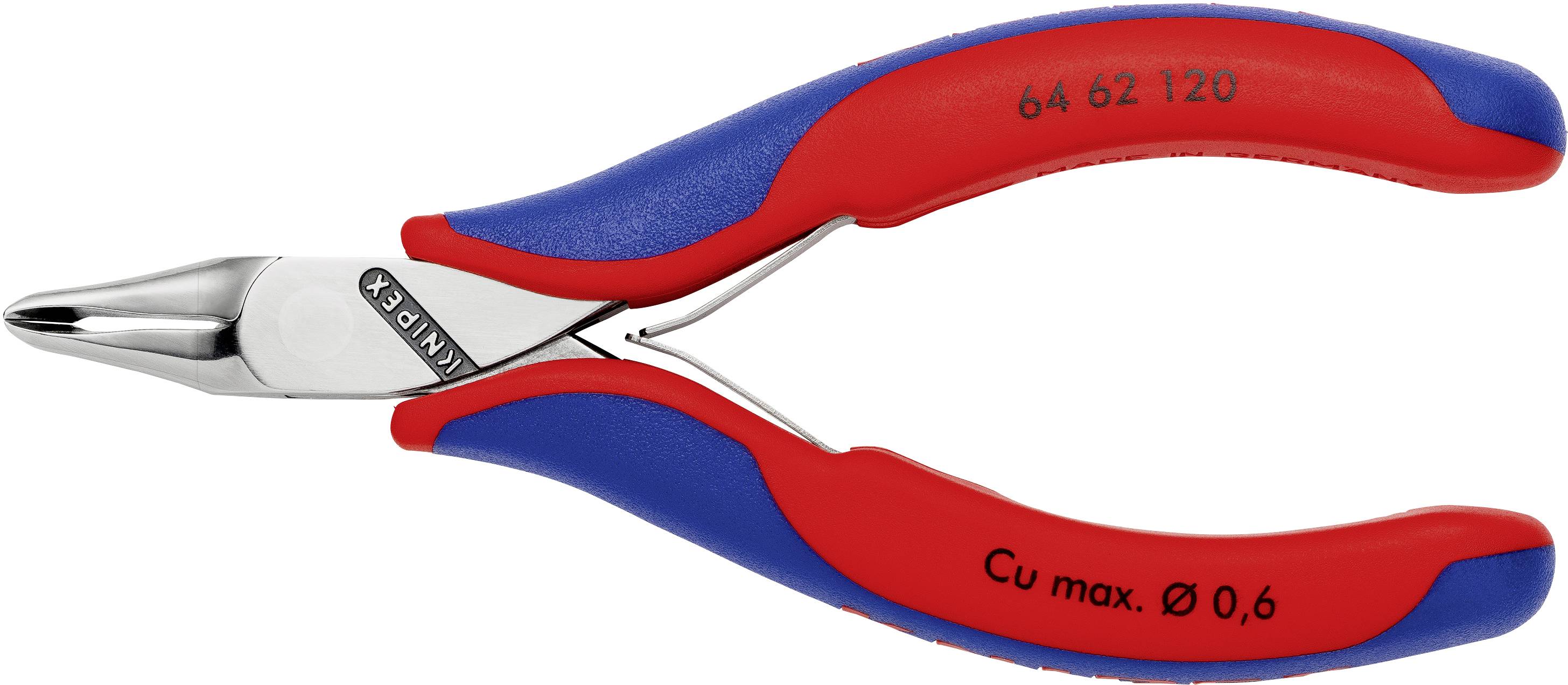 Knipex præcisions-elektronikbidtang, rød-blå, isoleret til arbejde med elektroniske komponenter, maks. diameter 0,6 mm.