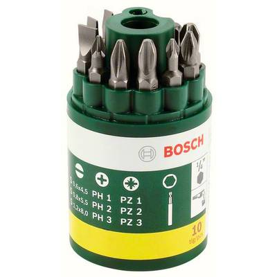 Bosch Accessories Promoline 2607019454 Bitsæt 10 dele Kærv, Krydskærv Phillips, Krydskærv Pozidriv