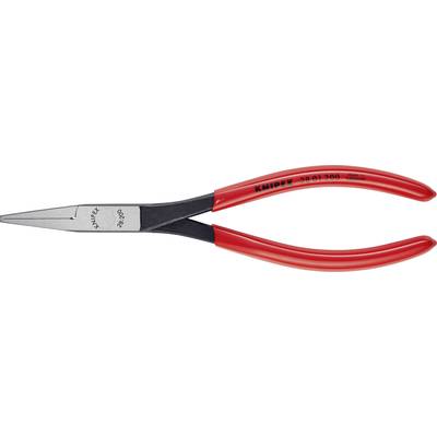 Rød fladrundetang med sort gribedel og påskriften 'Knipex 26 21 200'/ '70 200'. Egnet til præcist greb og klipning.