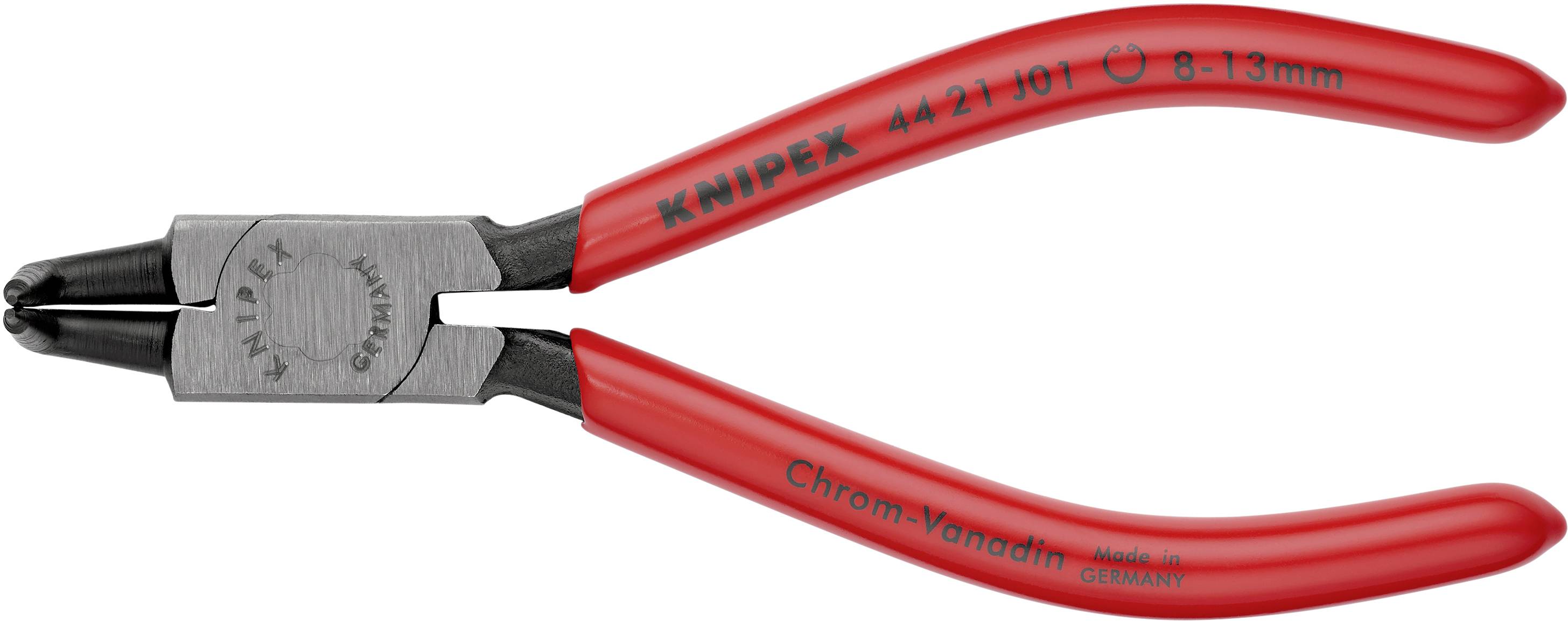 Rød KNIPEX spidstang af krom-vanadium-stål, egnet til gribe- og klippeopgaver, fremstillet i Tyskland.