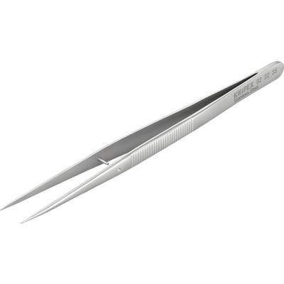 Metallisk spidspincet med fin spids, velegnet til præcisionsopgaver inden for elektronik eller modelbyggeri. Bøjlegreb med riflet overflade.