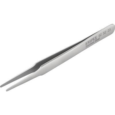 Sølv præcisionspincet i rustfrit stål, smal spids, med påskrift 'Knipex Stainless Steel'. Velegnet til finmekaniske opgaver.