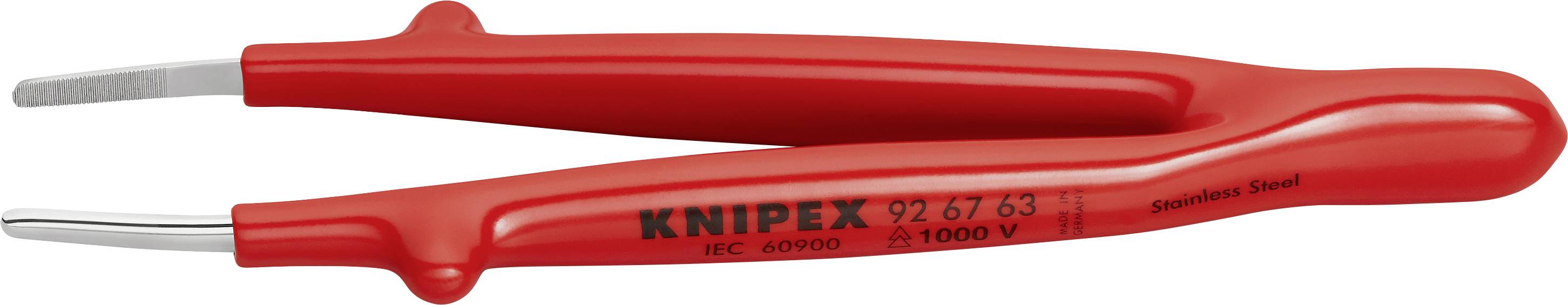En rød Knipex kabelsaks med isolerede håndtag, velegnet til højspændingsarbejde op til 1000 V. Håndtaget er ergonomisk udformet.