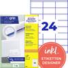 Avery-Zweckform 3422 Universelle etiketter 70 x 35 mm Papir Hvid 2400 stk Permanent vedhæftningsevne Inkjetprinter, Laserprinter, Farvelaserprinter, Kopimaskine, Farvekopimaskine, Håndskrift
