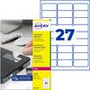 Avery-Zweckform L6114-20 Sikkerhedsetiketter 63.5 x 29.6 mm Polyesterfolie Hvid 480 stk Permanent vedhæftningsevne Laserprinter, Kopimaskine, Håndskrift