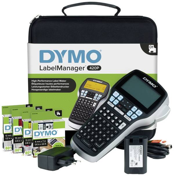 DYMO LabelManager 420P Set Labelprinter Velegnet til skriftbånd: D1 6 mm, 9 mm, 12 mm, 19 mm