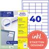 Avery-Zweckform 4780 Universelle etiketter 48.5 x 25.4 mm Papir Hvid 1200 stk Permanent vedhæftningsevne Inkjetprinter, Laserprinter, Farvelaserprinter, Kopimaskine, Farvekopimaskine, Håndskrift