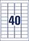 Et hvidt kort på et kortlagt baggrund viser tallet '40' i midten.