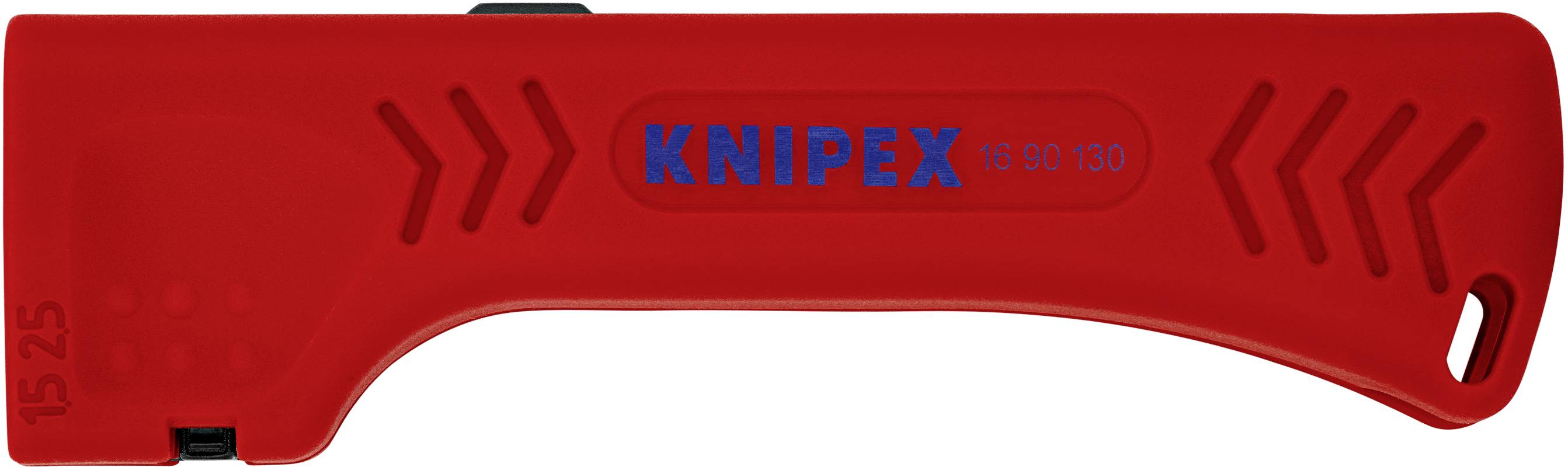 Rødt afisoleringsværktøj fra Knipex, modelnummer 16 90 130, med ergonomisk håndtag.