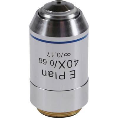 Mikroskop-objektiv 'E Plan 40X/0.66' med metalkappe og mærkning på siden.
