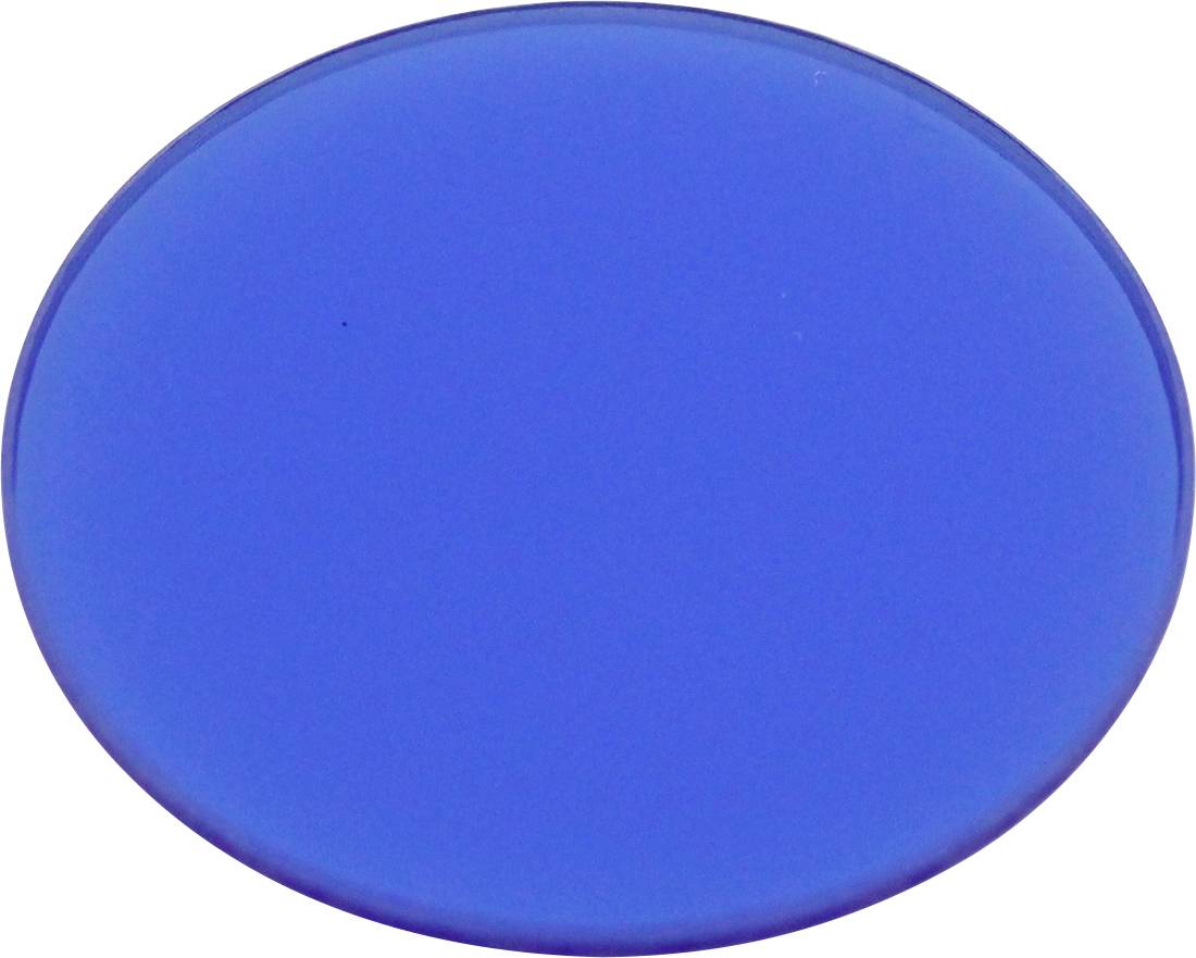 En enkel, kraftig blå oval cirkel på hvid baggrund; bruges ofte som dekorativt element eller farveaccent.